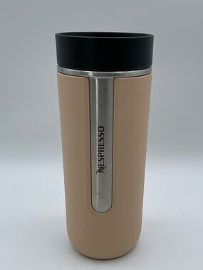 Nespresso Nomad Travel Mug 18 oz Beige Tan Stainless Steel Coffee Tumbler